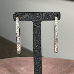 Charming Charlie Gold-Tone Pavé Hoop Earrings — Sparkle & Shine Glam!